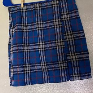 blue plaid mini skirt